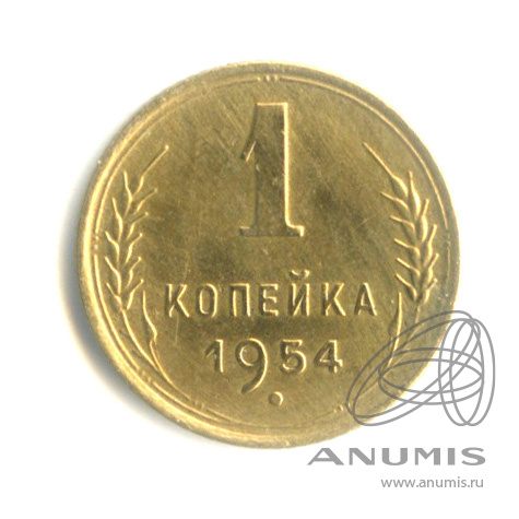 1 копейка 1954 — Венок 16 лент