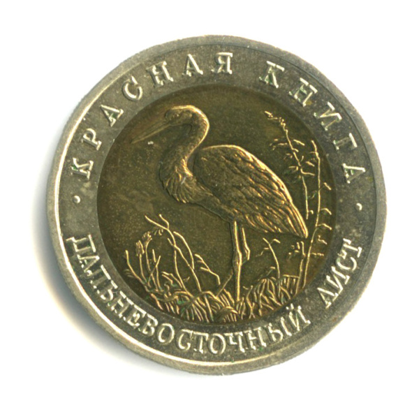 50 рублей — Дальневосточный аист 1993 ЛМД