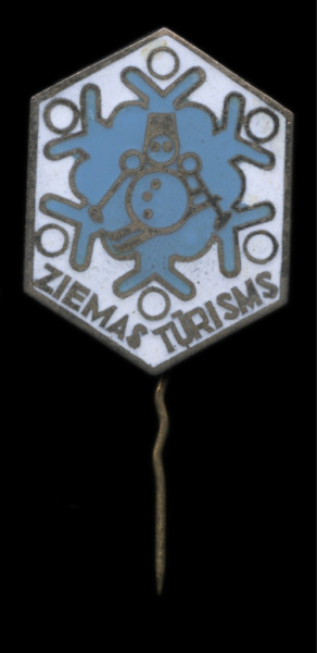 Знак «Ziemas Turisms». Крепление: иголка. Тяжелый, эмаль