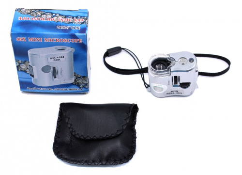 Компактный микроскоп «60х Mini Microscope», с подсветкой, с чехлом, 6,2 см