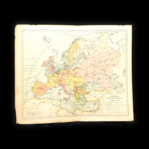 Политическая карта Европы. Издание Петроград 1916. Размер 29×24 см