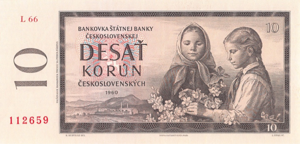 10 крон префикс серийного номера L (Pick: # 88e) 1960