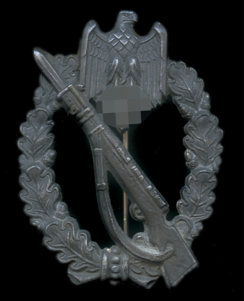 Знак «Пехотный штурмовой». Крепление: булавка. Тяжелый. Оригинал. Запаяно крепление иголки