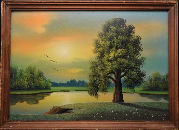 Картина «Пейзаж с деревом». Картон. Размер 37×27 см