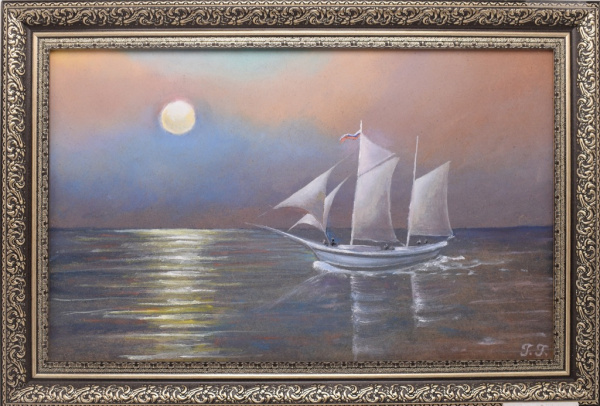 Картина «Иол под луной». Автор: Галина Гусева. Масло, картон. Размер 47×32 см