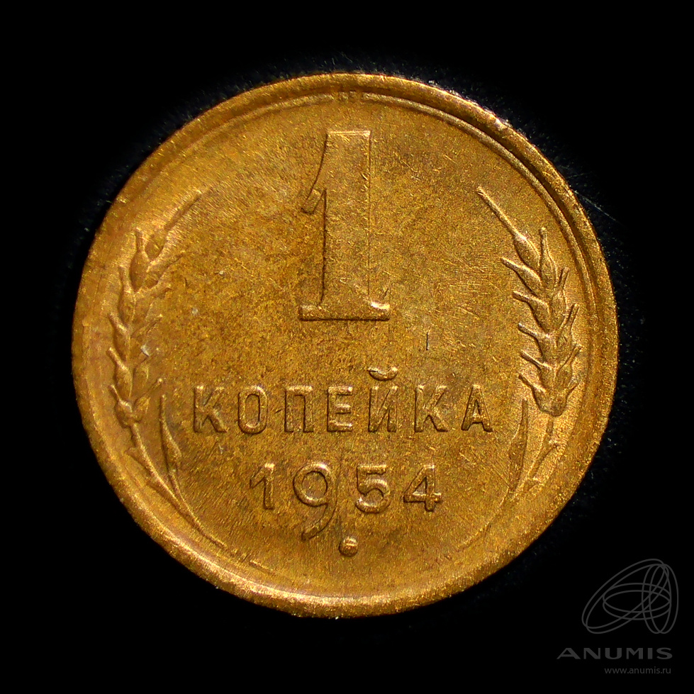 1 копейка 1954 — Венок 16 лент