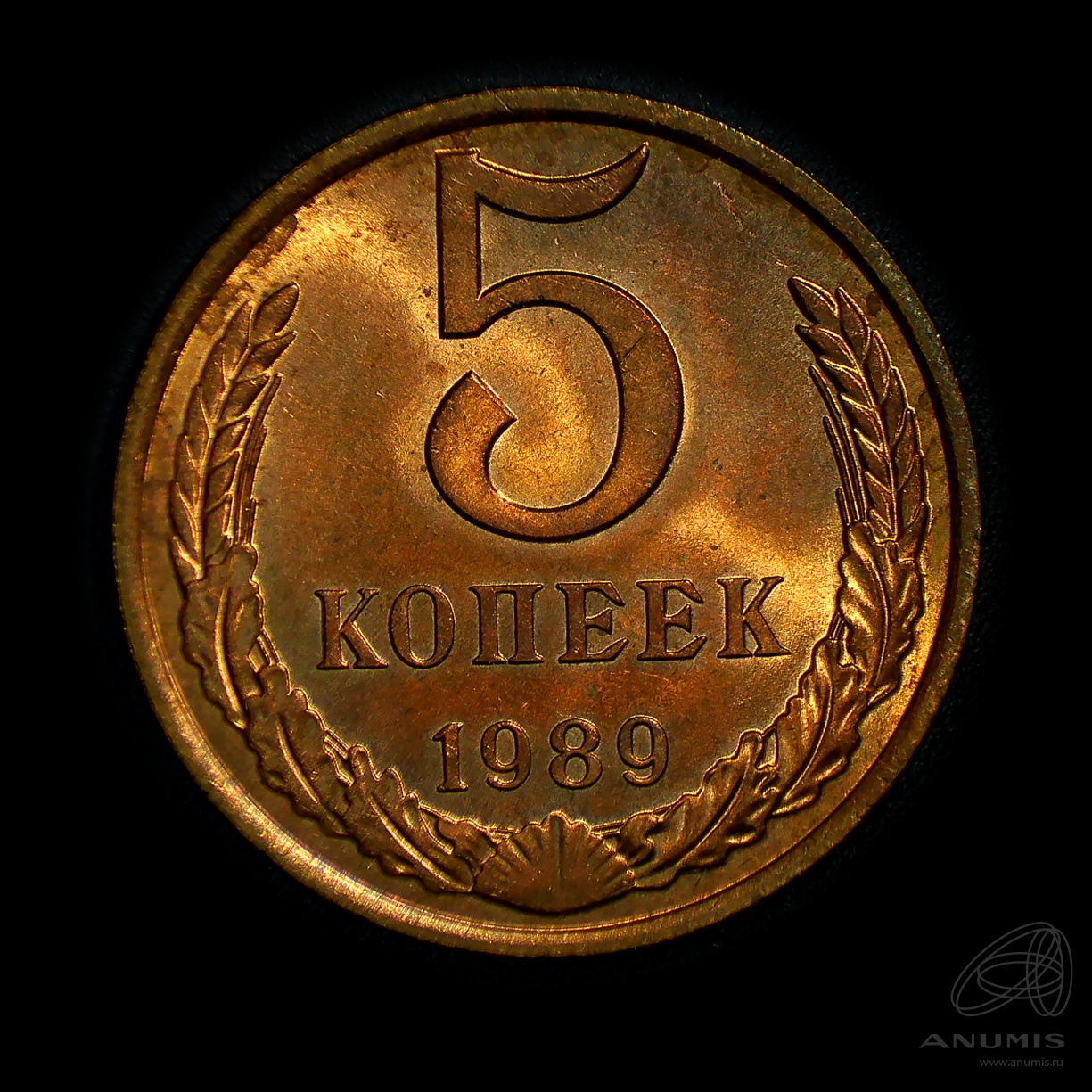 5 копеек 1989 — Штемпельный блеск