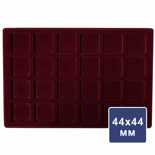 Планшет с крышкой для монет на 24 ячейки 44*44мм. Размер 330×220×10 мм