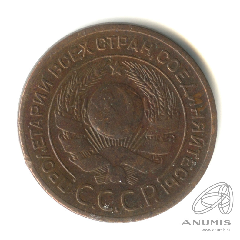 3 копейки 1924 — Гурт гладкий. На Николаевском кружке