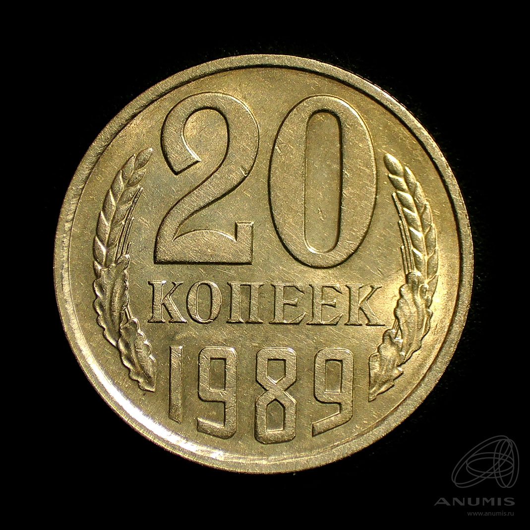20 копеек 1989 — Штемпельный блеск
