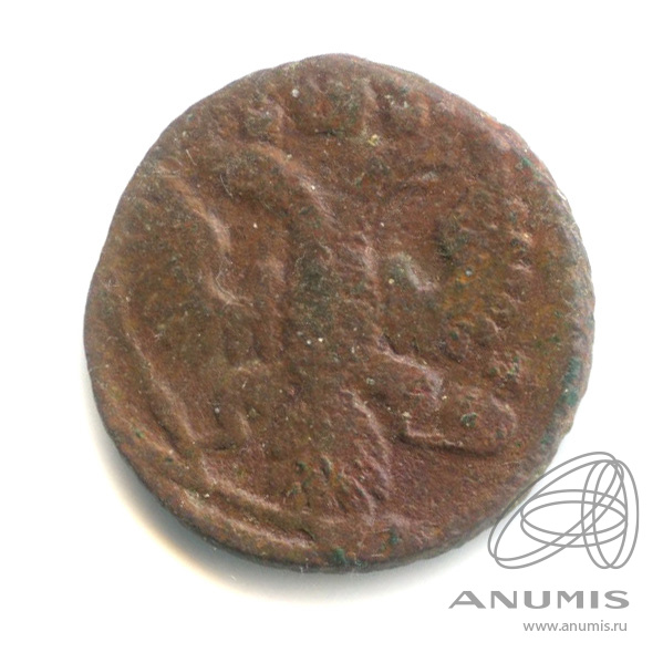Полушка (¼ копейки) 1735 — (¼ копейки) - Орел 1730 г. бантом, редкая. № 76 по каталогу Евдокимова (Орел 1730 г.)