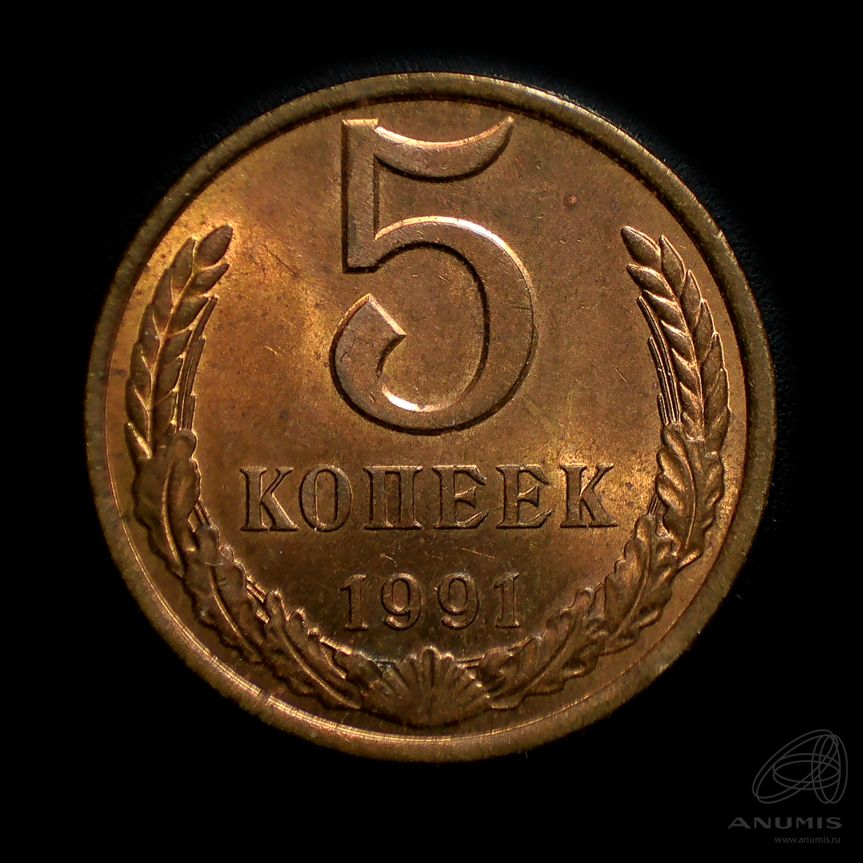 5 копеек 1991 Л — Штемпельный блеск