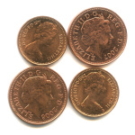 Лот монет «½ пенни, 1 пенни 1971−2007 гг». 4 шт. Штемпельный блеск (Великобритания) #2