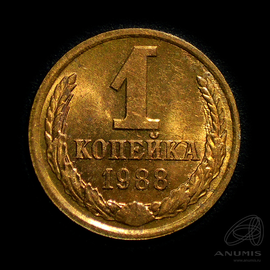 1 копейка 1988 — Штемпельный блеск