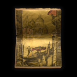 Хромолитография Венецианский гондольер на фоне собора. Размер 22×28,5 см #1