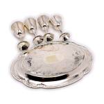 Лот рюмок с подносом. 5 шт. Рюмка 10 см, поднос 24×17 см. Мельхиор #2