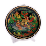 Тарелка настенная фарфоровая «Русские сказки в фарфоре, изготовлено на основе лакового оригинала. Палех». Размер 10,5×10,5 см. В упаковке (Россия) #1