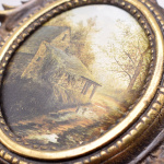 Винтажное настенное панно. Шелкография в бронзовой раме. Литье. Размер 13×22 см (СССР) #3