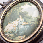 Винтажное настенное панно. Шелкография в бронзовой раме. Литье. Размер 13×22 см (СССР) #3