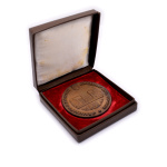 Медаль настольная «Ленинградский арсенал им. И. М. Фрунзе 50 лет». ⌀ 7,5 см. Тяжелая. В коробке (СССР) #3