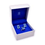 Комплект серьги с кольцом. Серебро 875 пробы. ⌀ 18,5 мм. 10,83. В коробке Соколов (СССР) #1