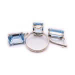 Комплект серьги с кольцом. Серебро 875 пробы. ⌀ 18,5 мм. 10,83. В коробке Соколов (СССР) #2