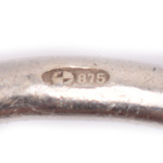 Комплект серьги с кольцом. Серебро 875 пробы. ⌀ 18,5 мм. 10,83. В коробке Соколов (СССР) #3