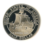 ½ доллара — 500 лет путешествию Колумба S (Коллекционная монета) 1992 S. В капсуле, с сертификатом 1992 года S (США) #2