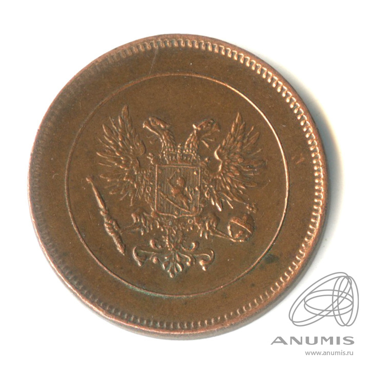 5 пенни 1917 — Для Финляндии. Орел