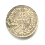 25 пенни — Для Финляндии. С короной 1917 S 1917 года S (Российская Империя) #1