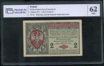 2 марки (Pick: # 9) 1917. В слабе. Германская оккупация. В слабе PREMIUM GRADING 62 Unc 1917 года (Польша) #1