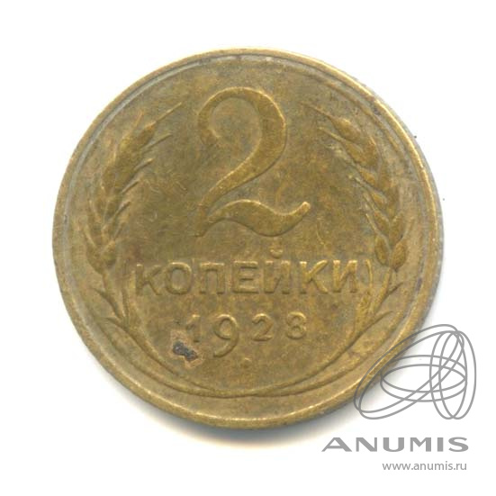 2 копейки 1928 — Венок 7 лент с круговой надписью
