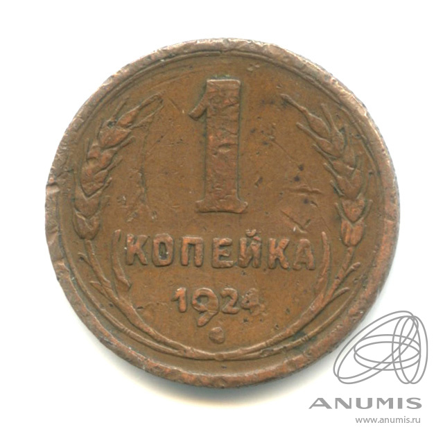 1 копейка 1924 — Гурт рубчатый